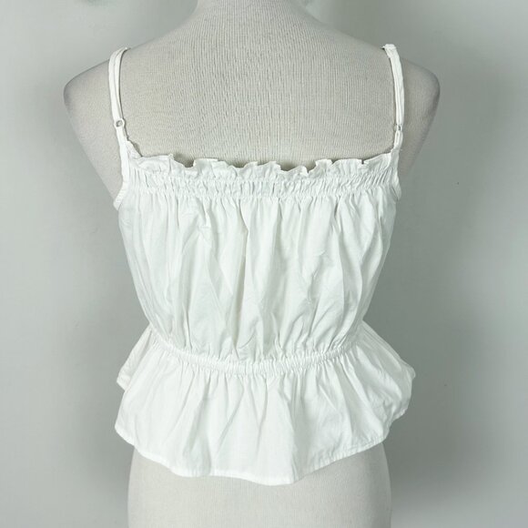Sim & Sam White Lace Milkmade Cropped Top Peplum Ruffle Size Medium Women's - Picture 3 of 4